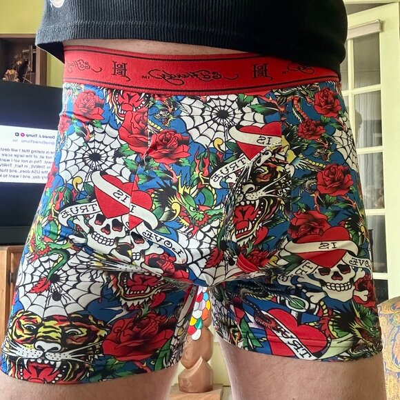 Brand New ED HARDY Multi-Color TATTOO Performance BOXER BRIEFS Size M - Picture 7 of 15